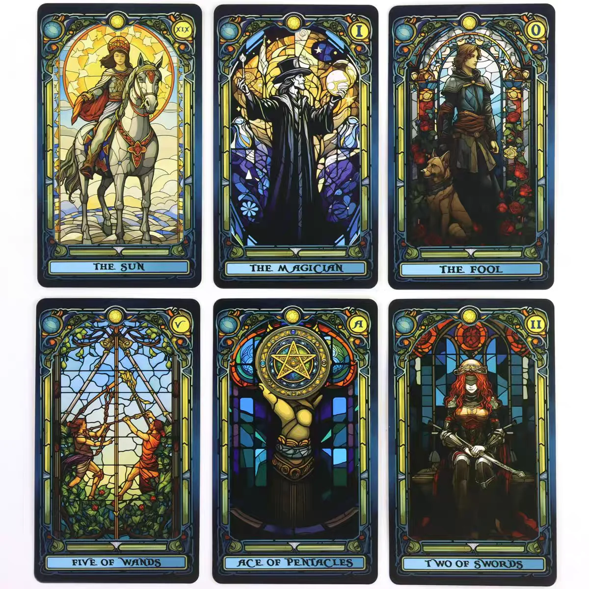 Stained Glass Tarot Deck 78 Cards Stained Glass Art Tarot Cards English Version Vintage Church Window Divination Cards - view 5