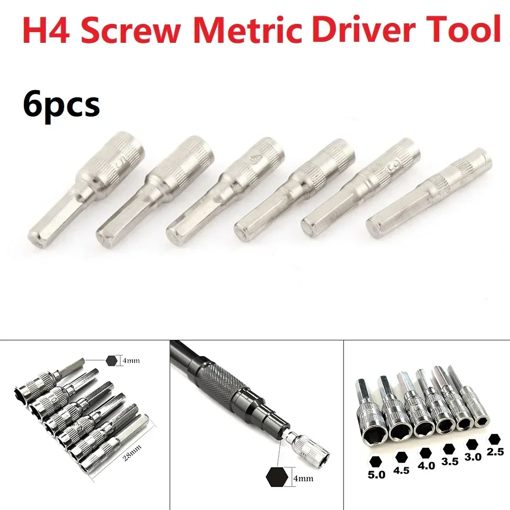 H4 Screw Metric Driver Tool Drill Bit PH2.0/M2.5-5.5mm Hex Shank Hex Nut Socket Sleeve Nozzles Nut Driver Set Hand Tools