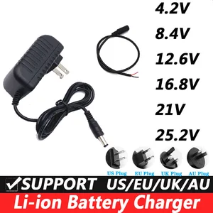 Şarj cihazı, li-ion, ac 110-240v dc 4.2 v 8.4 v 12.6 v 16.8 v 21 v 25.2 v 1a 2a lityum pil, 18650 dc 5521 kablo dişi Pilin en iyi 10 satışı 6v 2ah-no. 8