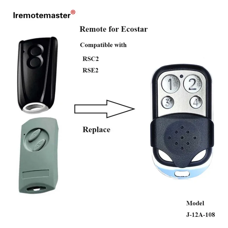 Controle Remoto para Porta da Garagem, Código de Rolamento, Substituição para HORMANN ECOSTAR RSC2, RSE2, 433.92MHz, 500, 700, 800