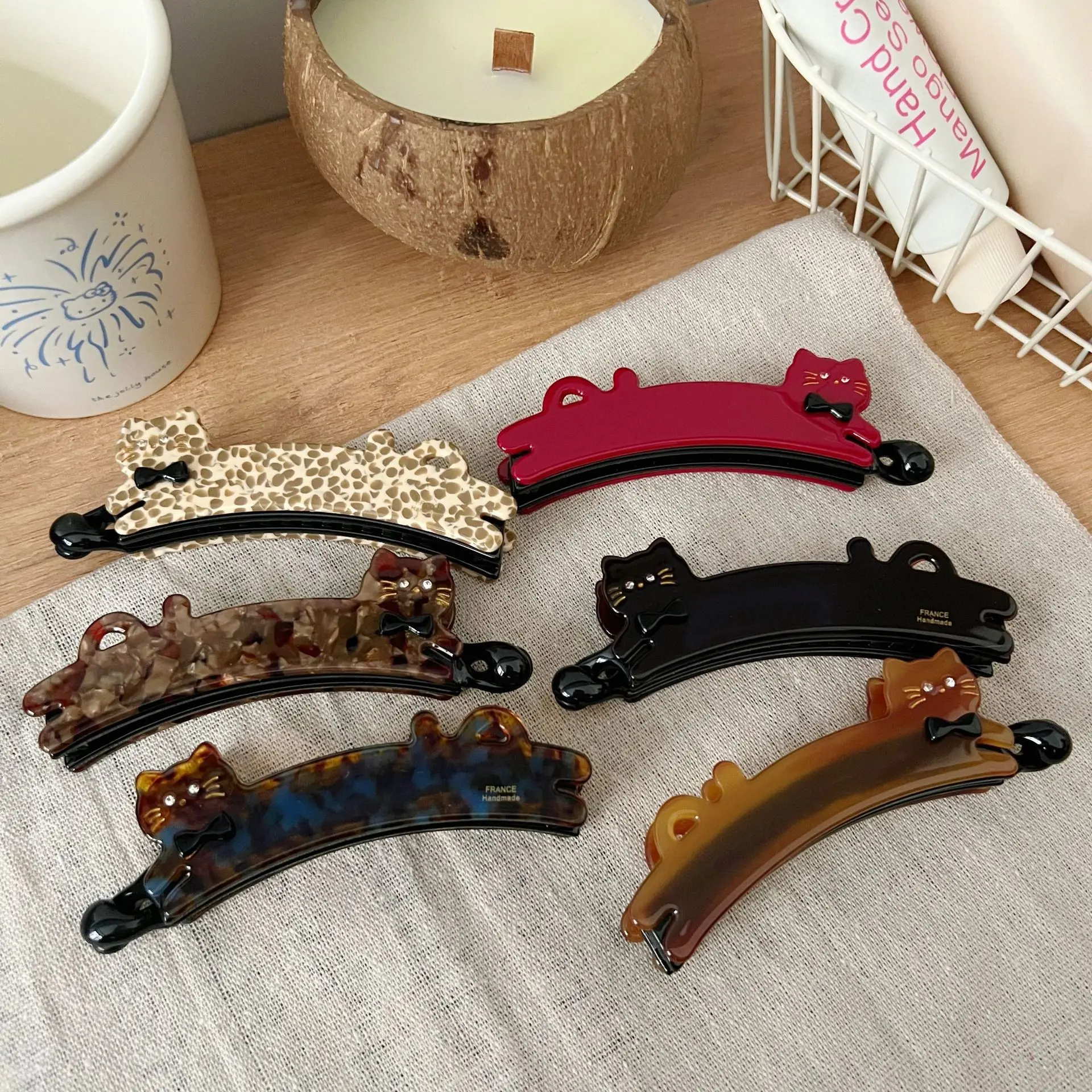 

Muweordy Корея Франция Золотая этикетка милый кот банан зажим высокий хвост заколки для волос вертикальный зажим аксессуары для волос для женщин и девочек