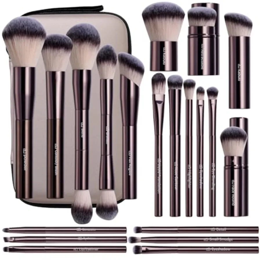 

Makeup Brushes Professional Makeup Brush with Travel Case Includes Foundation Powder Concealer Lip and Eyeshadow Brushes for Da