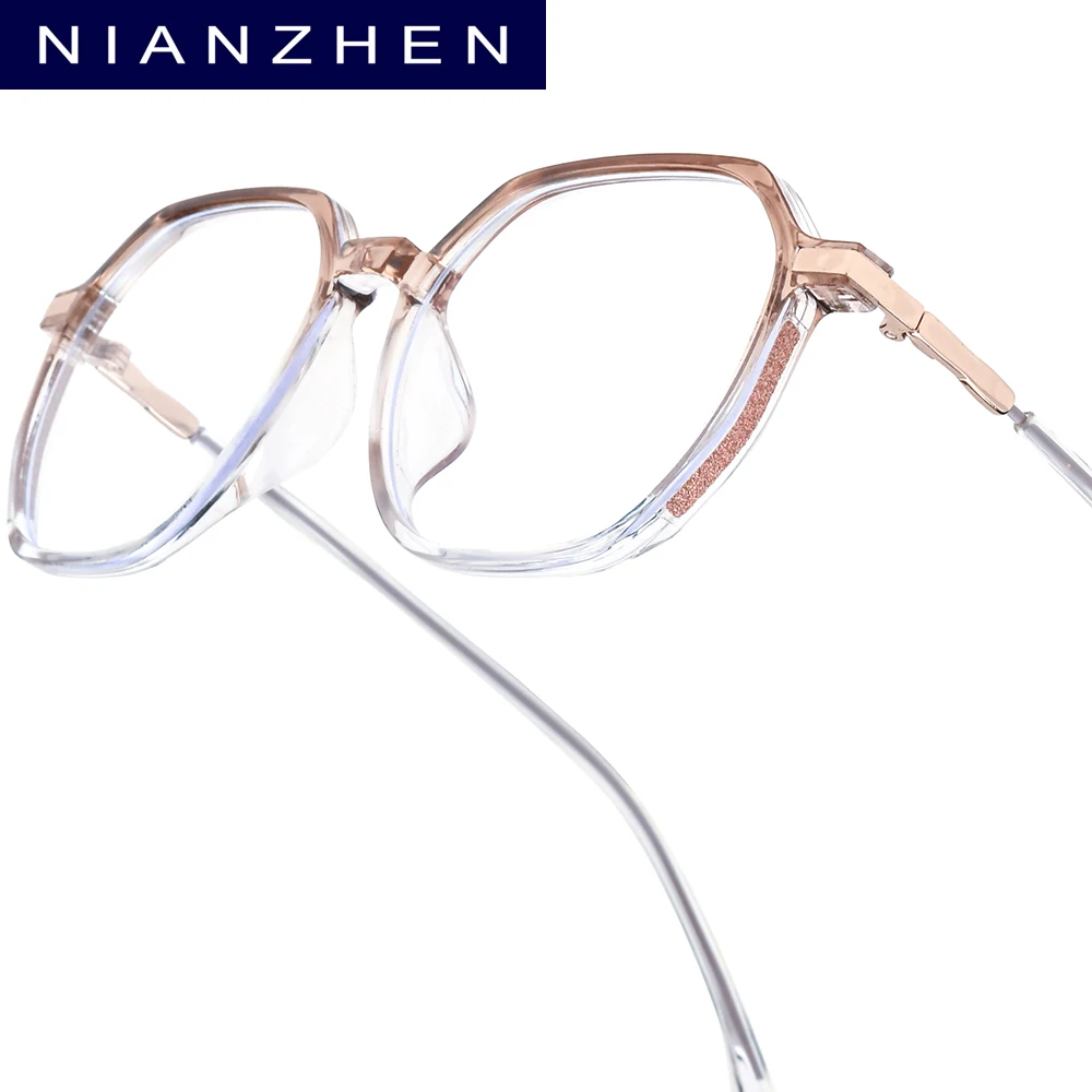 NIANZHEN TR90 Eyeglasses Frame Women Polygon Brand Design Glasses Men Retro Vintage Ultralight-Weight Eyewear Spectacles 3098
