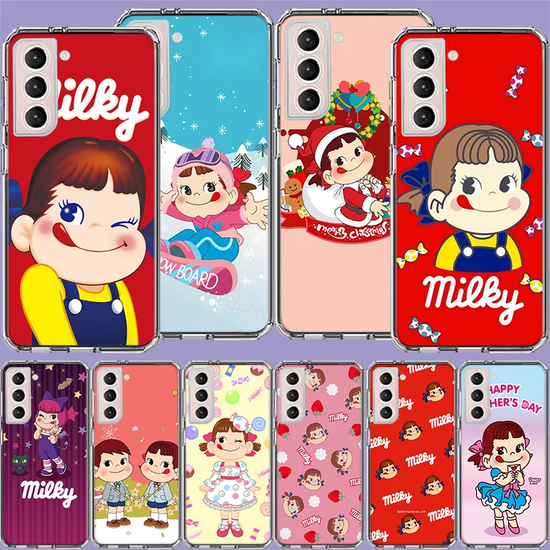 F-Fujiya M-Milky P-Peko C-chan Cartoon Phone Case For Samsung S24 FE Galaxy S22 S25 Ultra S25 Edge S21 S23 FE S20 S10 Plus Cover