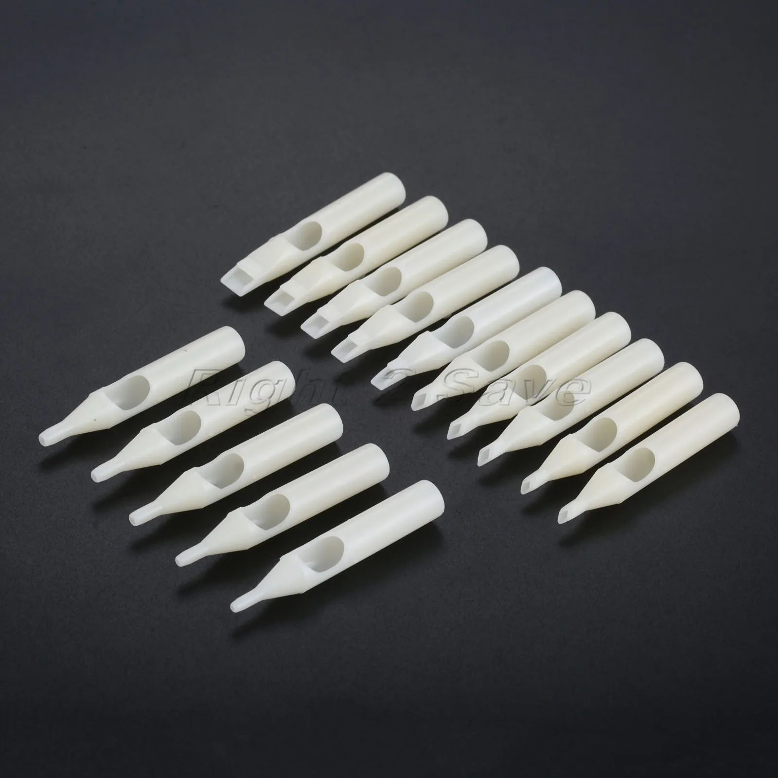 50pcs Tattoo Needle Tip Disposable Cap Nozzles Tube Round Flat Mouth Plastic 3R 5R 7R 9R 11R 5F 7F 9F 11F 13F Tattoo Supplies