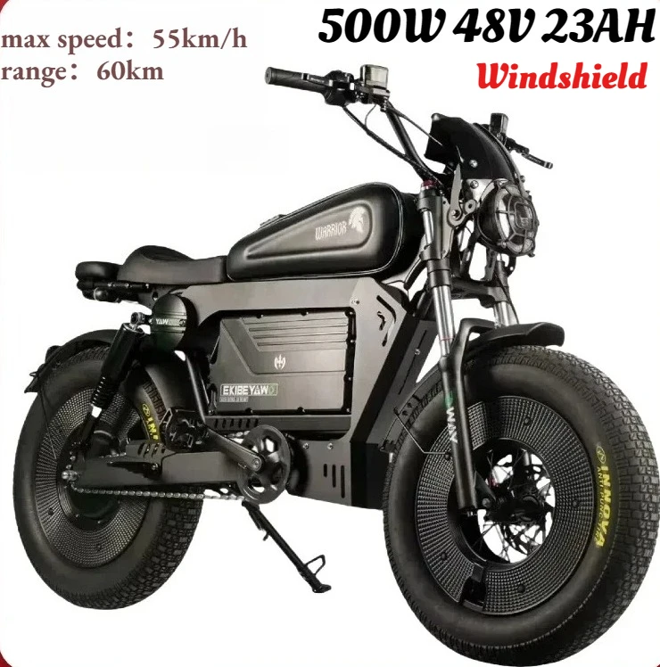 new ZPW Black Warrior motorcycles 3000w motor 48V 60AH battery With protective case E bike 20inch tire Off-road Electric Bike image 4