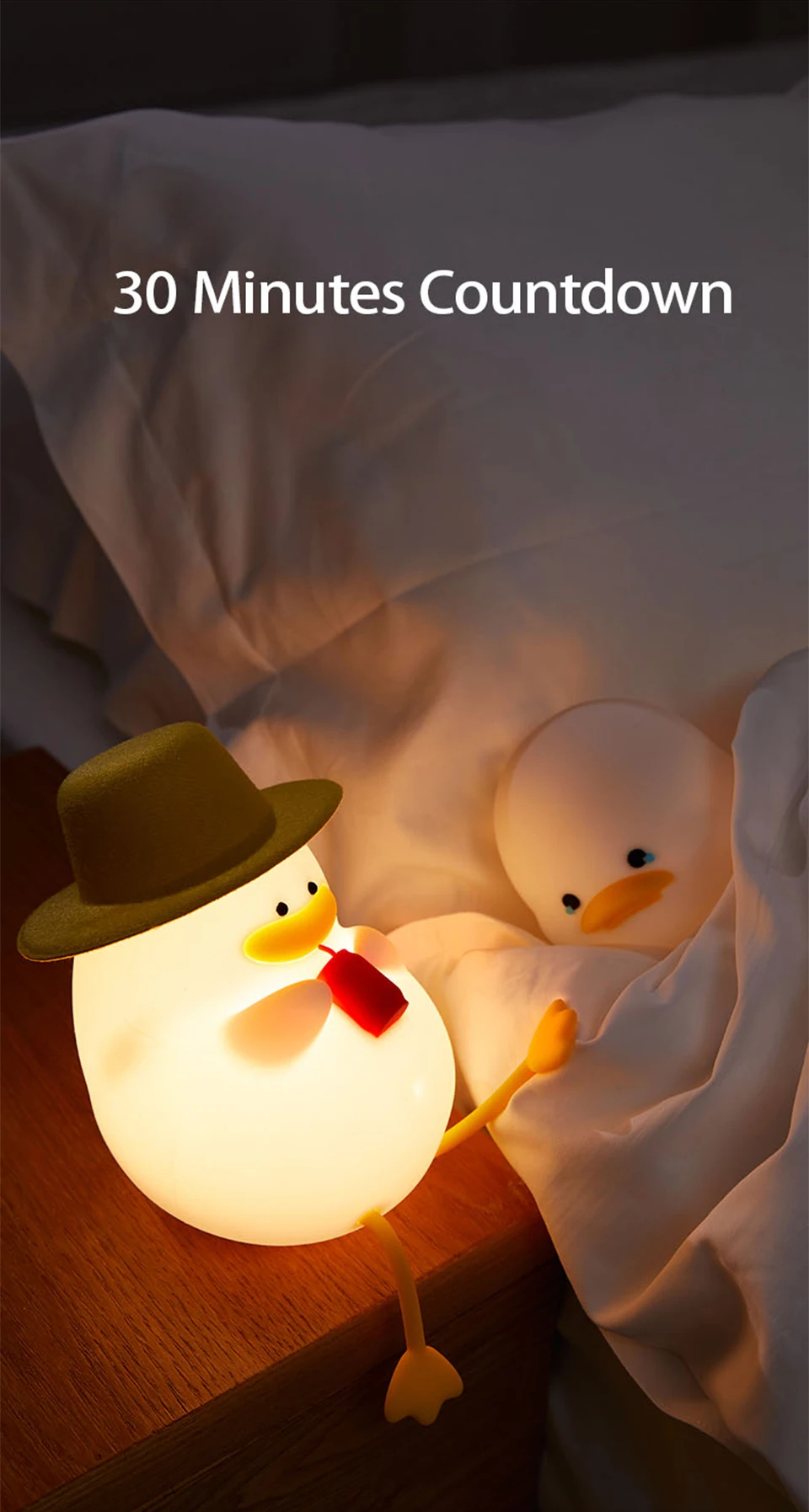 Rechargeable LED Night Light Duck Patting Silicone Lamp Cute Children Nightlights for Home Bedside Room Decor Birthday Gift