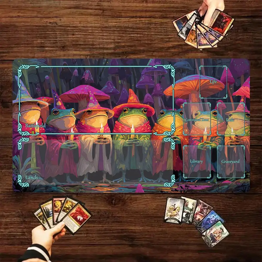 

Игровой коврик Magic Card со зоной Гриб Лесная лягушка Волшебник MTG игровой коврик сбора игровых ковриков Настольный коврик Commander Battle playmat