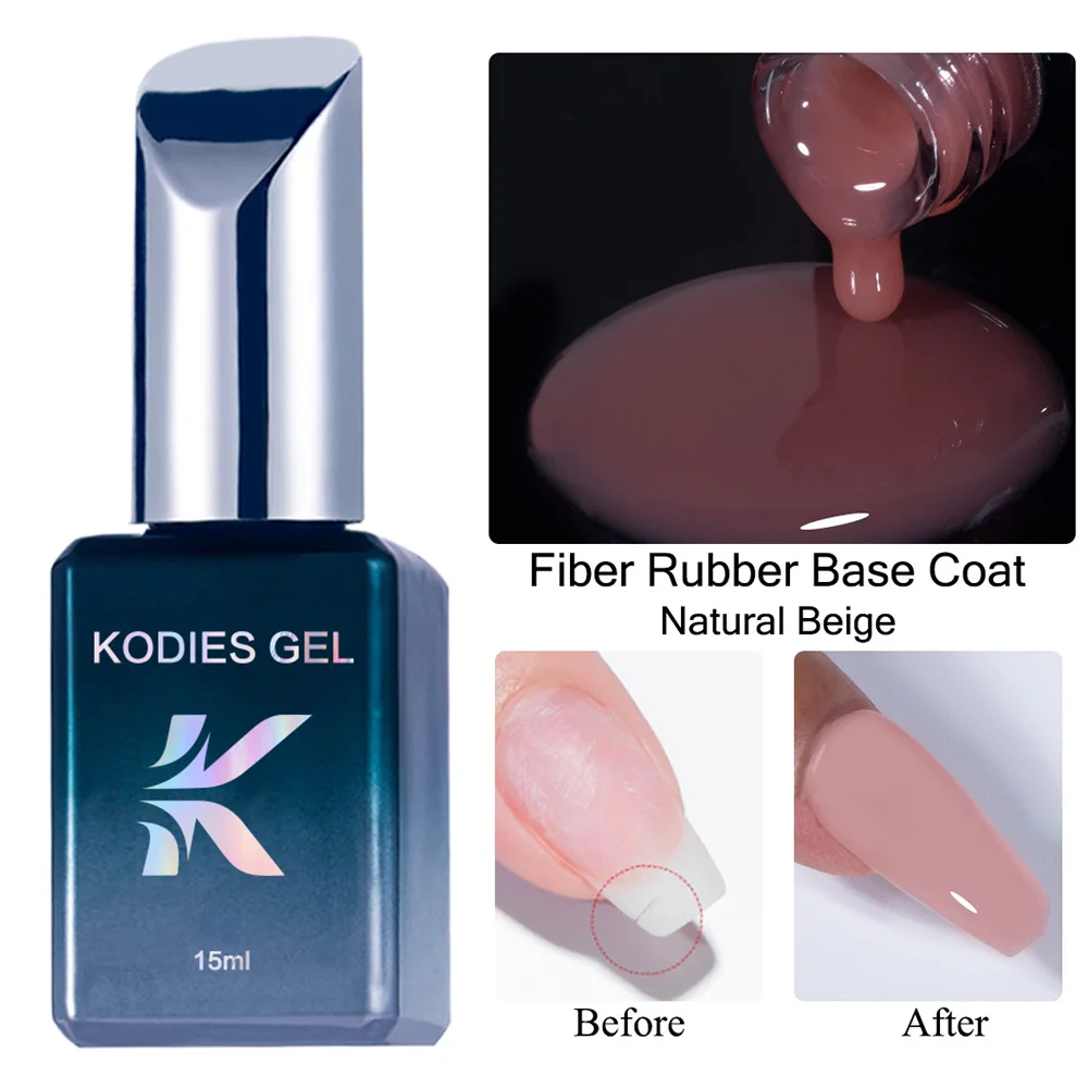 

KODIES GEL Natural Beige Fiber Rubber Base Coat Gel Nail Polish Vernis Semi Permanent UV Color Base Gel Varnish Strengthener