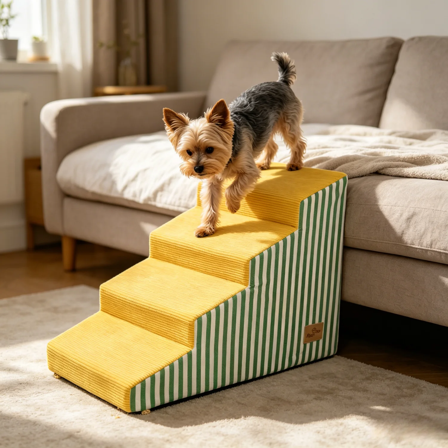 3/4/5 Dog Stairs for Bed Sofa Dog Steps High-Density Foam Dog Ramp Step Gentle Slope Washable Cover for Puppies & Senior Pets