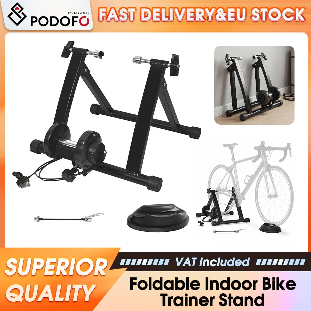 Soporte plegable para bicicleta de interior Podofo Pro-Series, resistencia magnética silenciosa, control ajustable de 6 niveles, fácil de instalar, compatible con bicicletas de montaña de 26 a 29