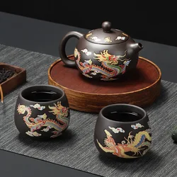 Teapot Tea Set Ceramics And Pottery Color-Changing Tea Pot With Dragons Phoenixs Pattern Washable Gongfu Tea Teapots Kettle Gift