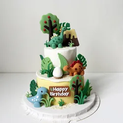 Soft Material Dinosaur Cake Decor Volcano Dinosaur Egg Decor Jungle Safari Birthday Party Happy Dinosaur Birthday Party Cake Dec