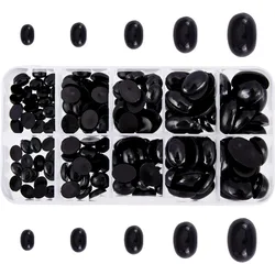 180pcs 5 Sizes Nose Eyes Cabochons Flat Eyes Plastic Oval Nose 8~18mm Animal Craft Nose Eyes Flatback Animal