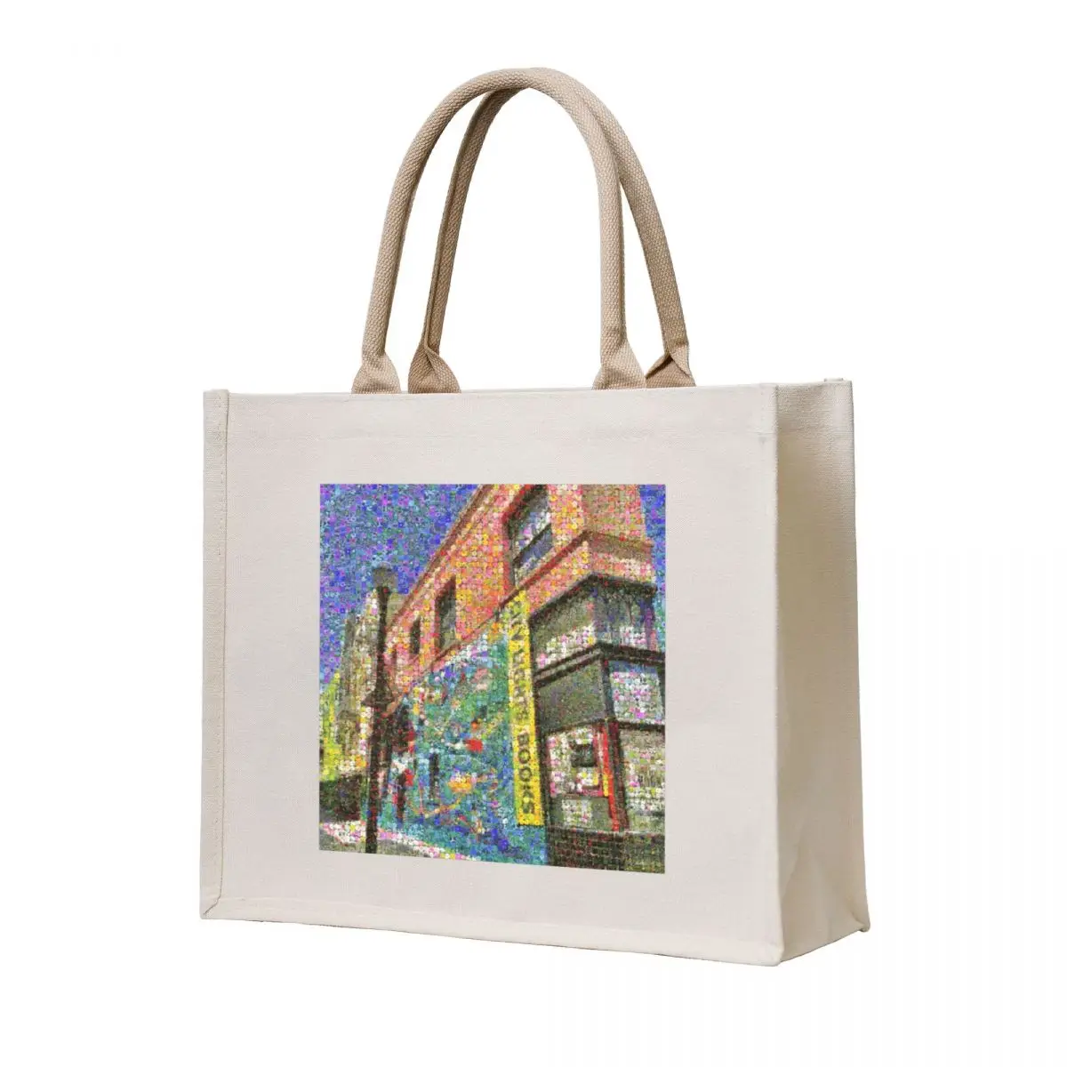 

City Lights Bookstore in Bloom Tote Bag reusable shopping bags Big bag custom tote bag
