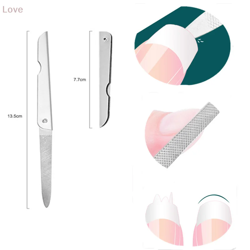 [L&P] 접이식 네일 파일 양면 스테인리스 포켓 사이즈 네일 파일 여행용 휴대용 매니큐어 페디큐어 네일 아트 도구
