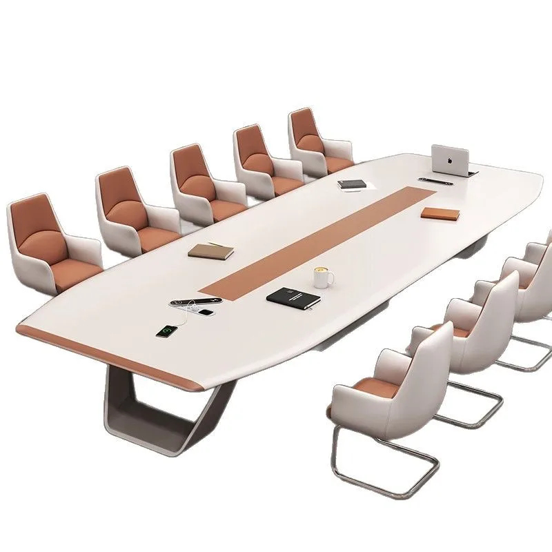 

High-grade paint conference table, long table, simple modern oval table, light luxury meeting room negotiation, reception table