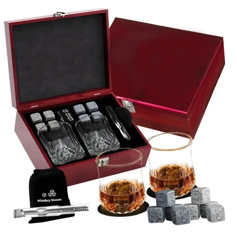 

X7AB Premium Whiskeys Stone And Glasswares Set Keep Drink Cold Without Diluting Alcohols Stone Whiskeys Chiller