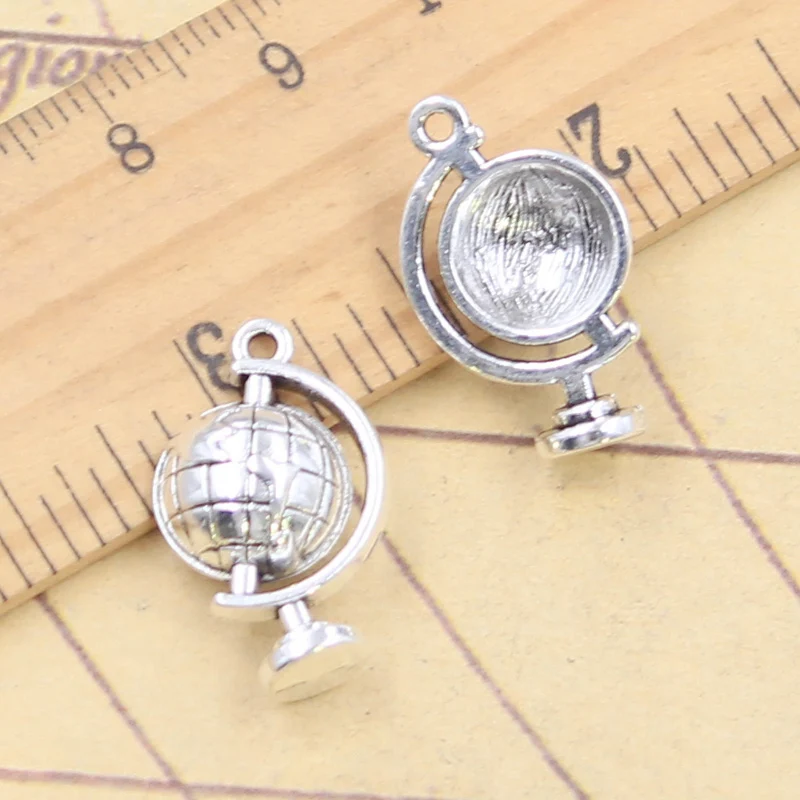 10pcs Charms Globe Earth 22x13mm Tibetan Silver Color Pendants Antique Jewelry Making DIY Handmade Craft