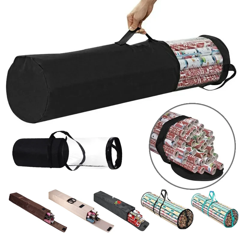 

All-in-One Gift Wrap Paper Storage Solution Waterproof Zipper Bag with Handles Large Capacity for Christmas Craft Supplies
