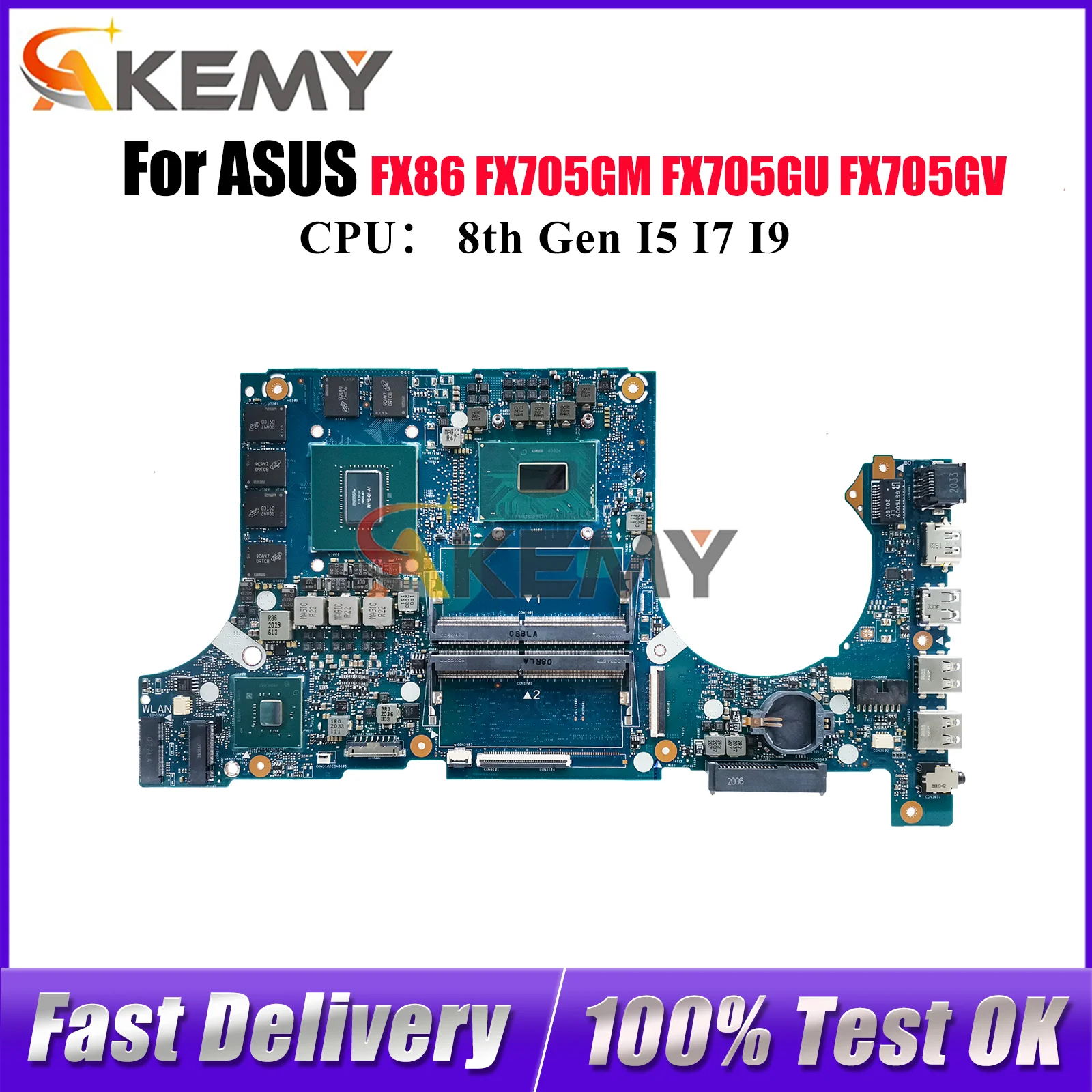 

Материнская плата для ноутбука FX505GM для ASUS TUF Gaming FX505 FX705GV FX705GU FX705GM FX86FE FX86FD с процессором I5 I7 I9