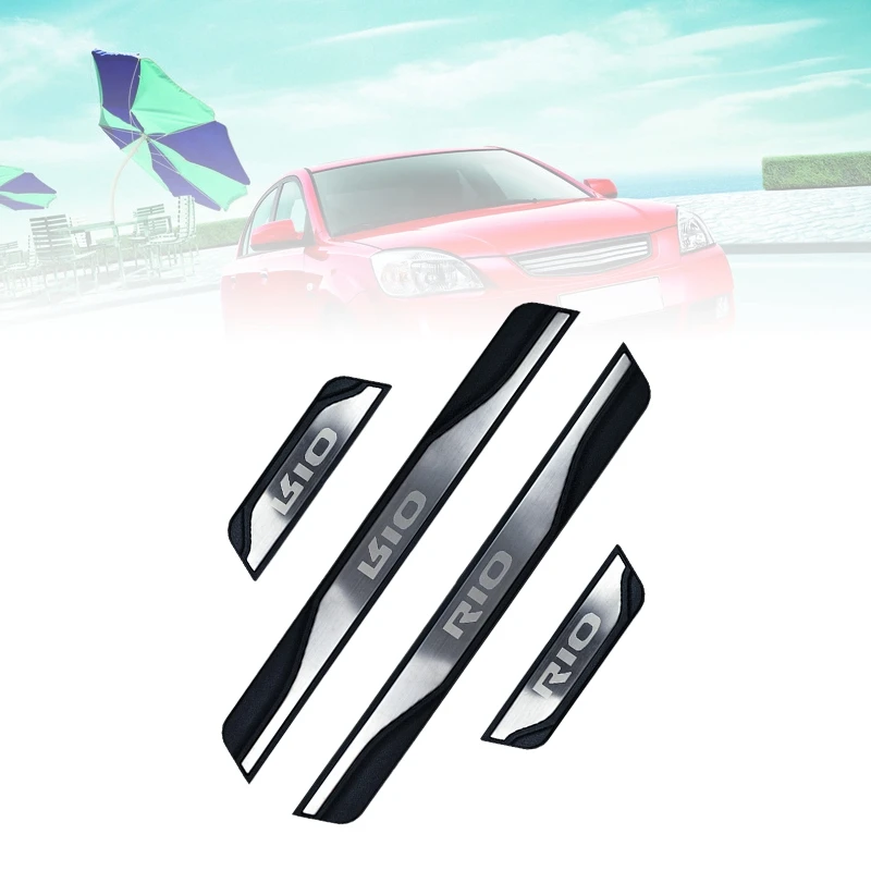 Stainless Door Sill Kick Scuff Plate Protectors Trim Guard Cover Car Styling For KIA RIO 3 4 X-LINE 2017-2020