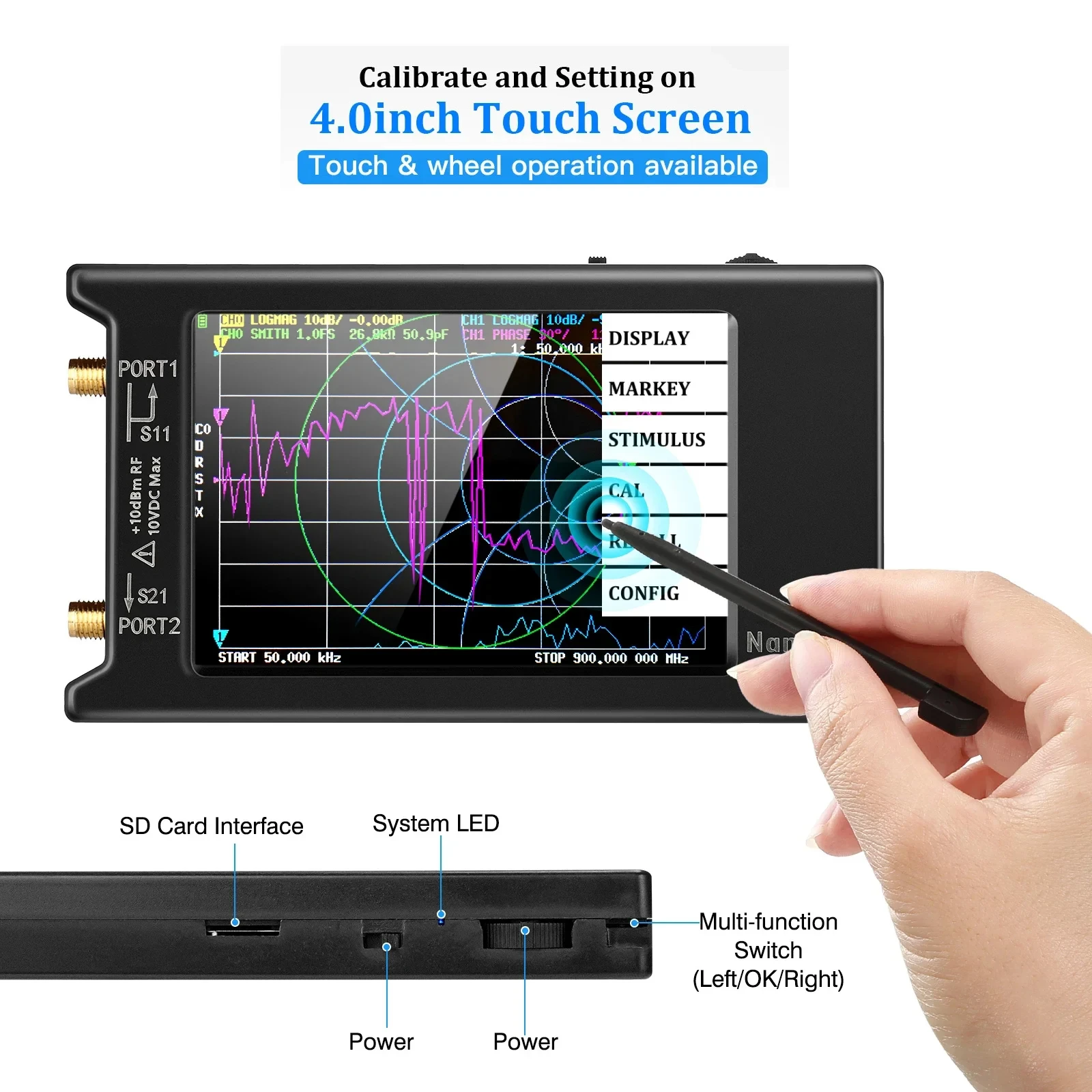 NanoVNA-H New Updated NanoVNA-H4 4inch Vector Network Analyzer 10k-1.5GHz HF VHF UHF Antenna Analyzer