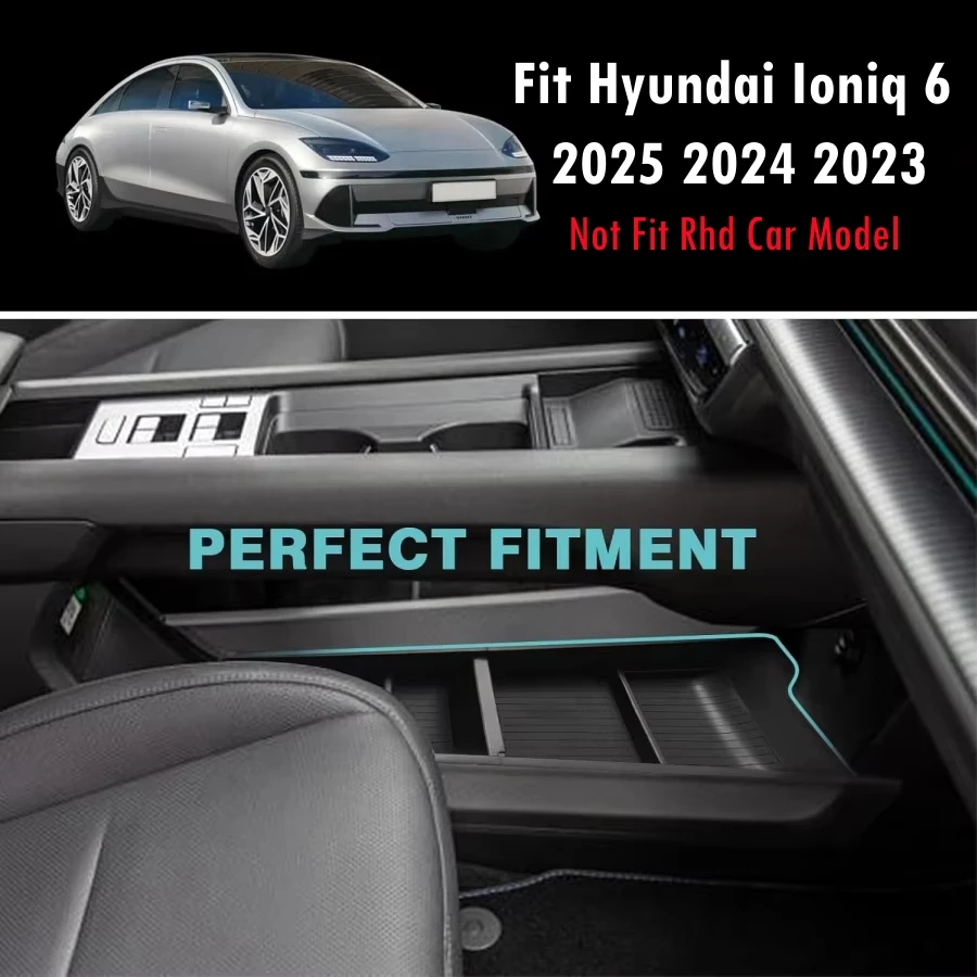 TPE Lower Center Console Organizer Tray for Hyundai Ioniq 6 2025-2023 LHD Storage Box Interior Insert Tray Secondary Accessory