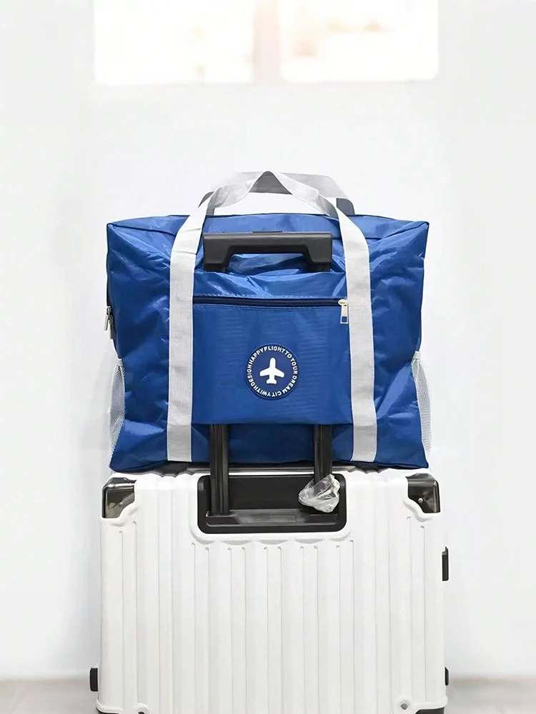 

1 outdoor round label luggage bag, Oxford cloth suitcase, folding travel bag, airplane bag, moving bag, storage bag