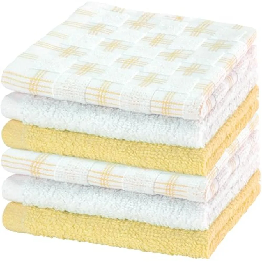 

6 Pack 100% Cotton Yarn Washcloths, 12x12 inch Soft Cotton Face Towels, Absorbent and Durable Wash Cloth Set for Bathroom, Spa,