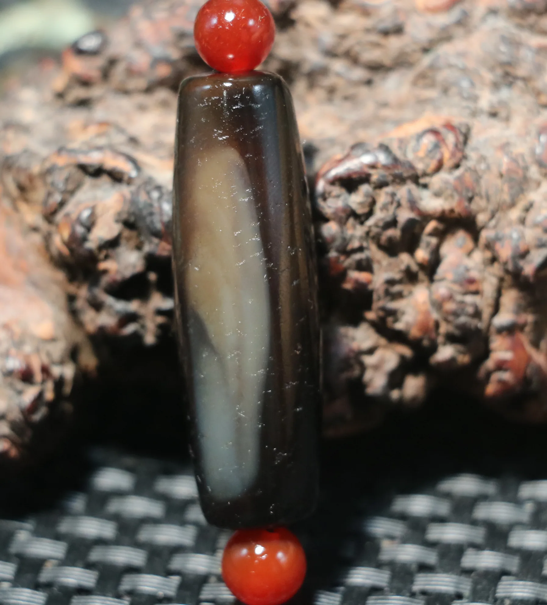 Unique Pattern Energy Power Magic Tibetan old Agate Natural Silkworm Eyed Wisdom dZi Bead Pendant Amulet Talisman UPD230205b67