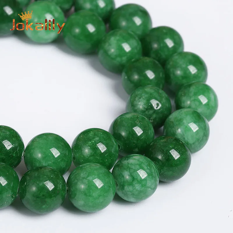 Natural Green Emerald Jades Beads For Jewelry Making Round Loose Stone Beads DIY Bracelet Necklace Accessories 4 6 8 10 12mm 15\