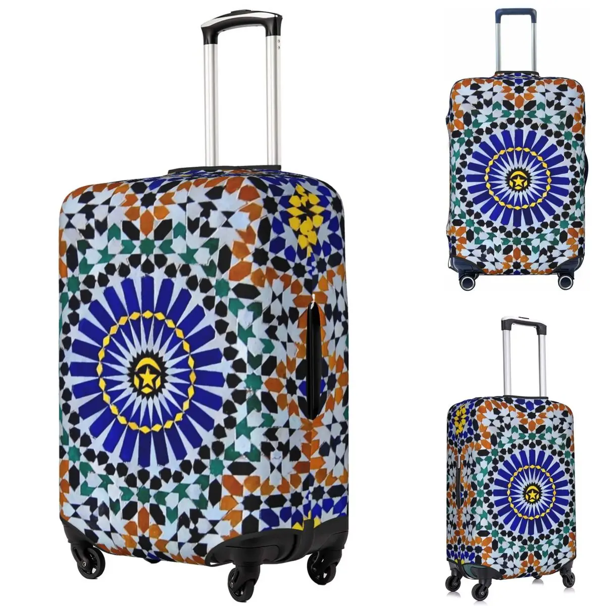 

Arabic Tiles Moroccan Mosaic Suitcase Cover Protection Elastic Travel Luggage Protector Covers for 18-32 Inch