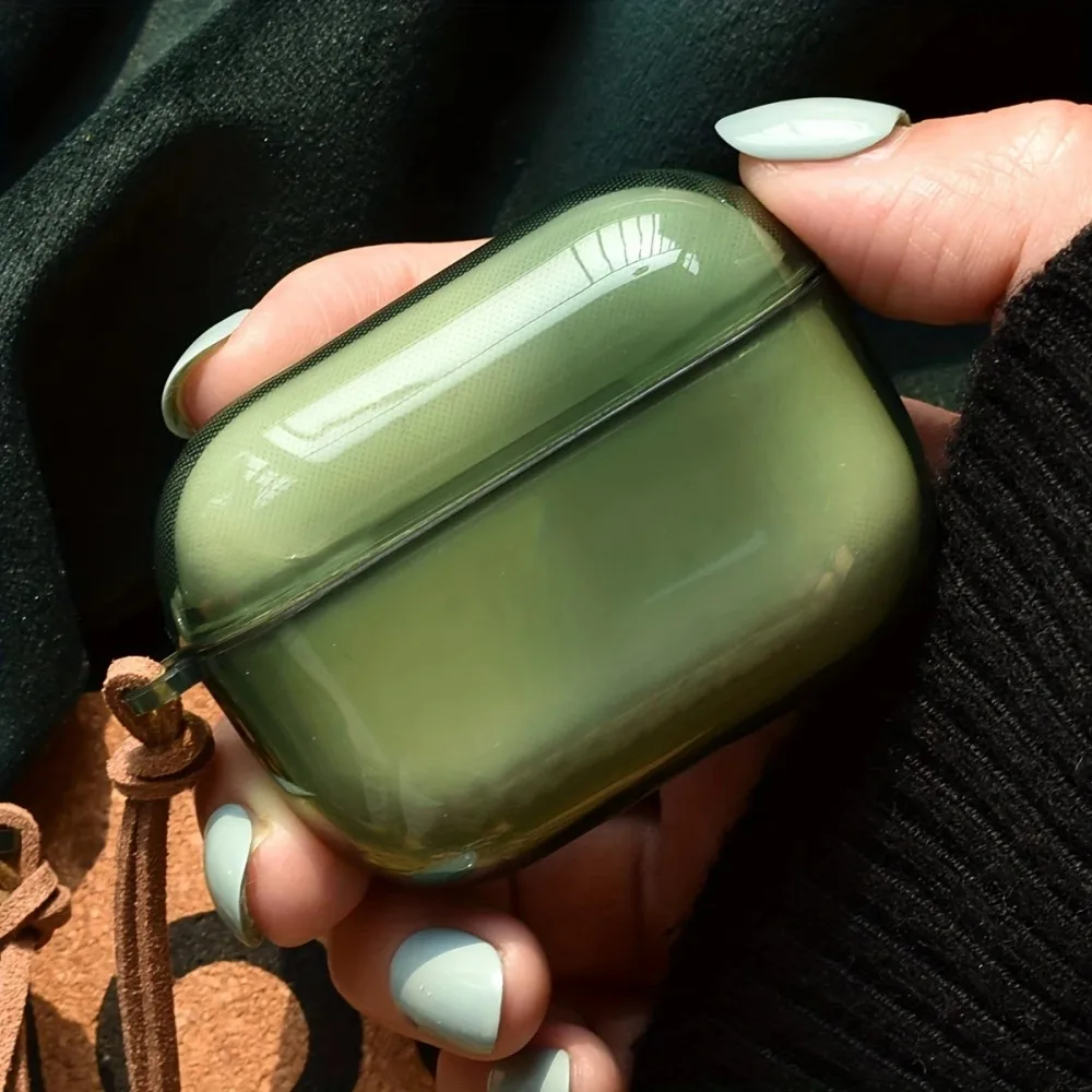 حافظة سماعة أذن شفافة وطازجة باللون الأخضر لأجهزة Apple AirPods 4 3 2 1 حافظات سماعات الأذن لأجهزة AirPods Pro 2 Pro غطاء حماية ناعم