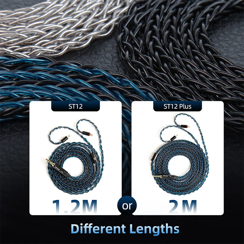 KBEAR ST12 IEM Cable 8 Core Silver-Plated Upgraded Cable With 3.5/4.4mm Plug Optional 2PIN/QDC/MMCX For KZ Earphone HIFI Headset