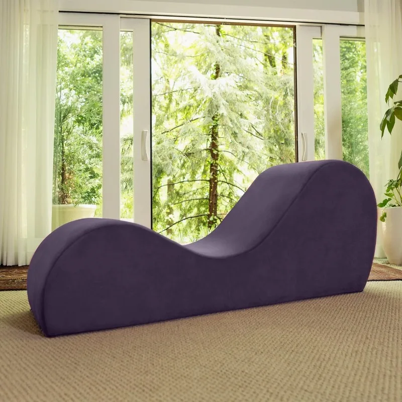 

Avana Sleek Chaise Lounge for Yoga-Made in The USA-for Stretching, Relaxation, Exercise & More, 60D x 18W x 26H Inch, Aubergine