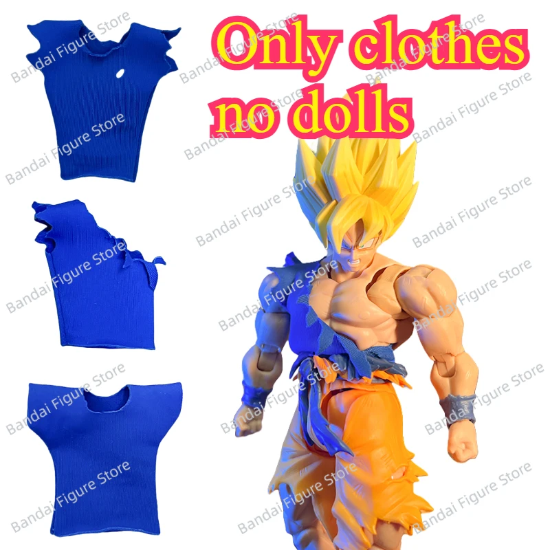 Dragon Ball Z Super Shf Series Anime Son Goku nueva ropa hecha a mano Camiseta con forro azul adecuada para humanoide móvil de tamaño 1/12