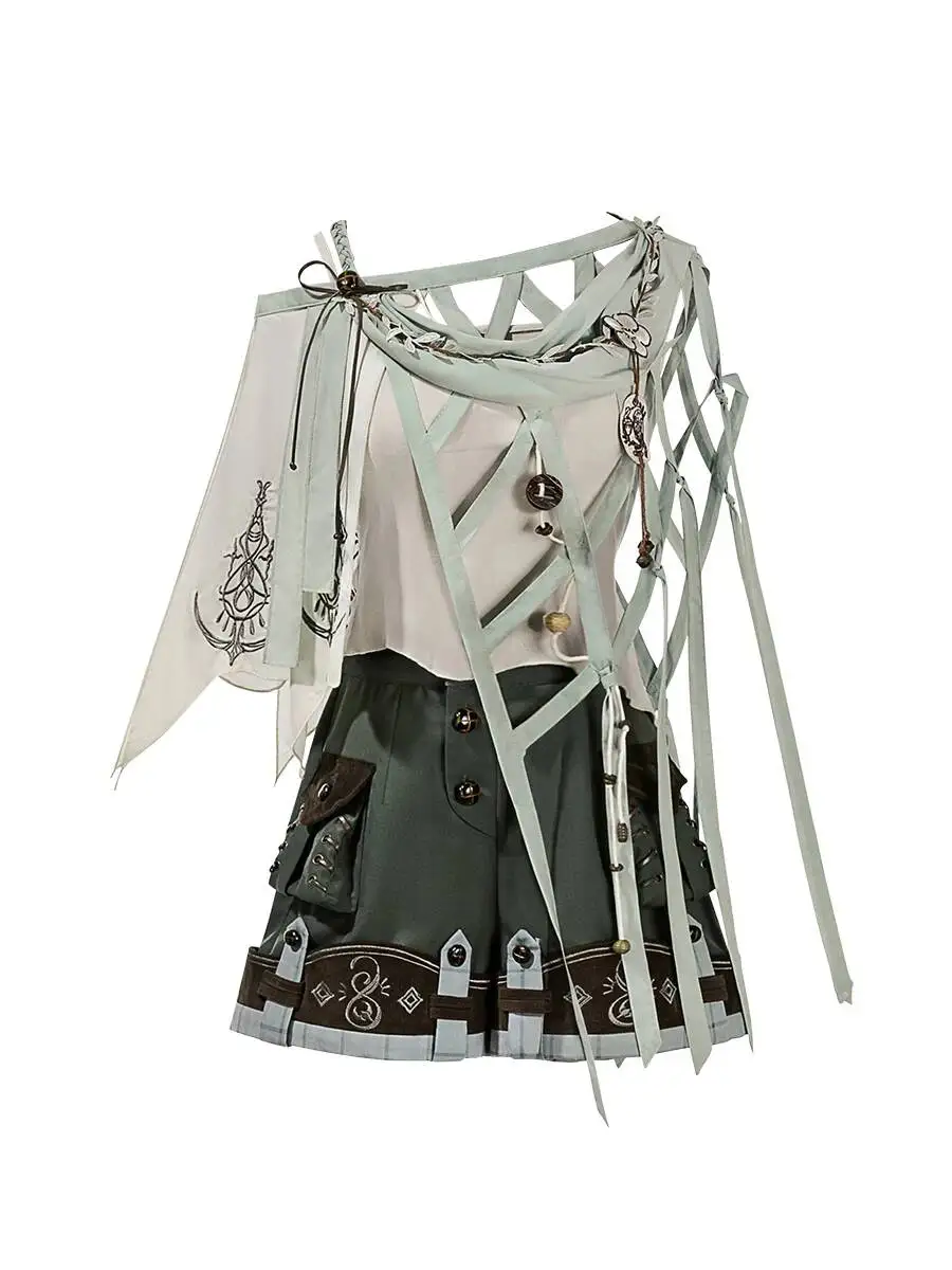Nouveau Short Lolita Prince-like Forest Guide avec Bretelles Châle Vert Fiesta Carnaval Halloween Cosplay Quotidien Style Forêt
