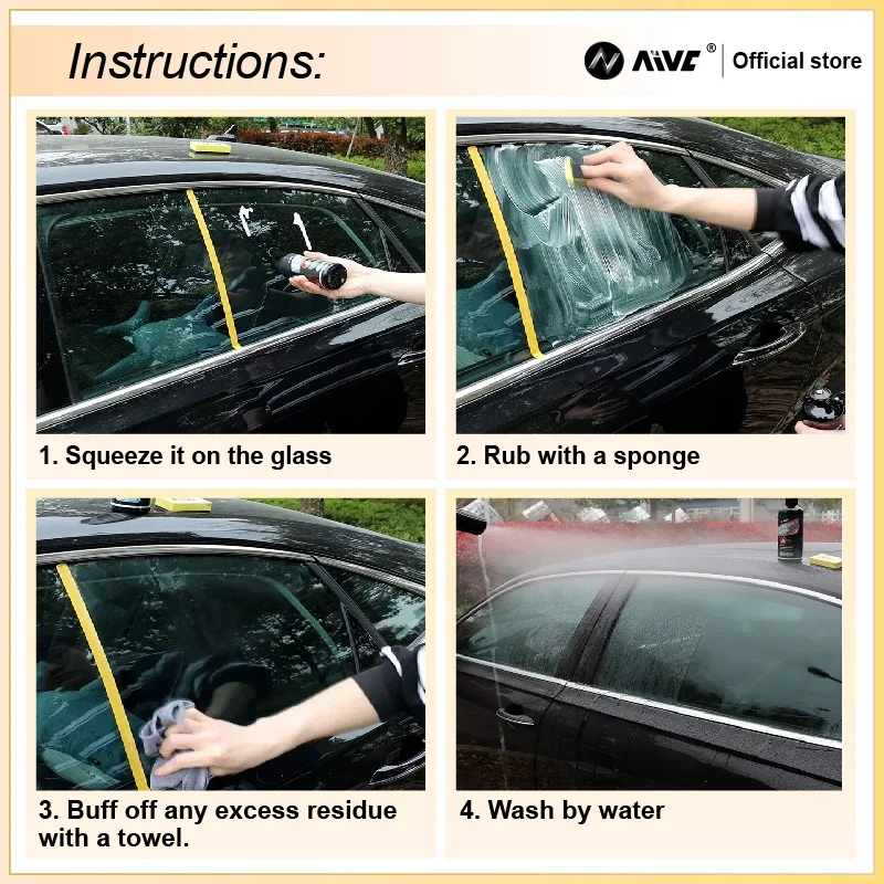 Car Glass Oil Film Remover Paste AIVC-E Auto Glass Film Coating Agent Anti-fog Glass Cleaner Windshield Polish Auto Detailing