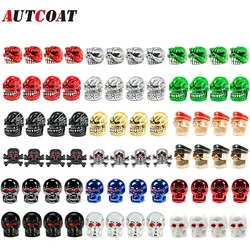 AUTCOAT-Tapas de válvula de neumático de estilo calavera para neumáticos, tapas de válvula de vástago universales, tapas a prueba de polvo, accesorios de coche, 4 unids/set