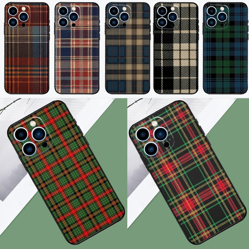 Scottish Plaid Warm Plaid Case For iPhone 16 15 14 13 12 11 Pro Max XR X XS Max Plus 12 13 Mini Back Cover