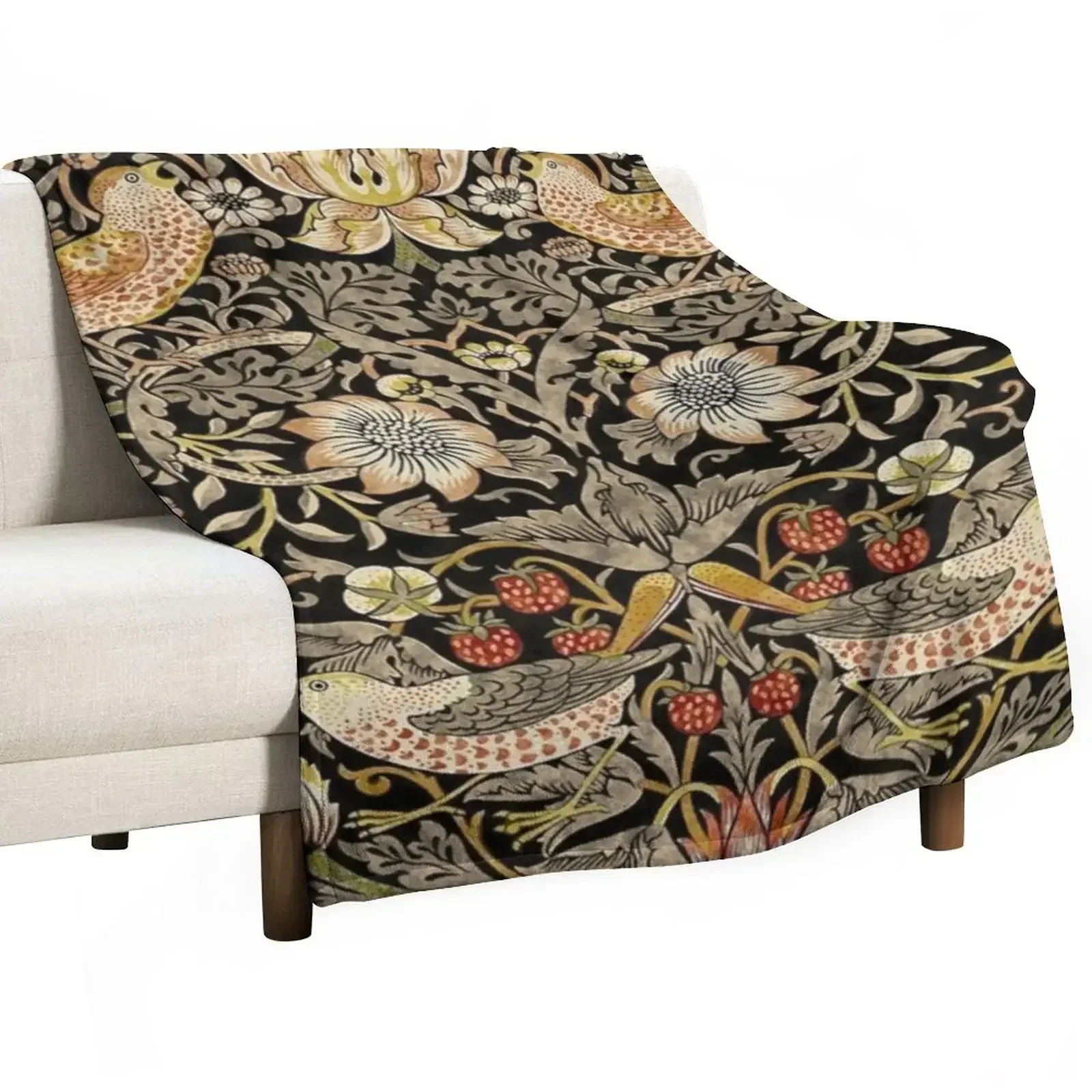 

New William Morris- strawberry thief design Throw Blanket Luxury Brand Heavy Retros Blankets