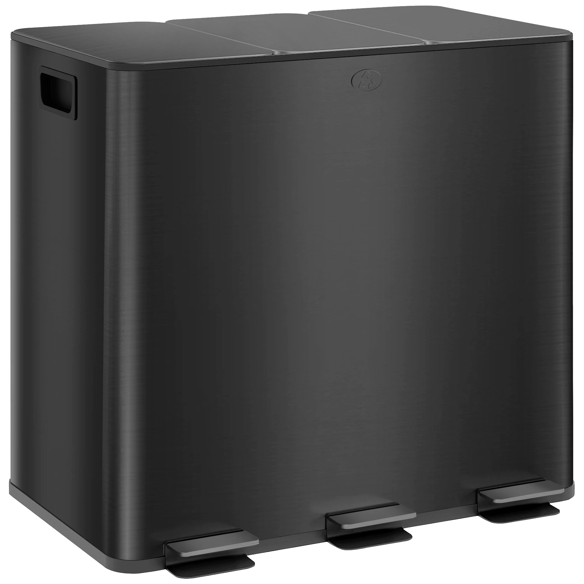 HOMCOM Cubo de Basura de Cocina con 3 Compartimentos 3x15L Negro