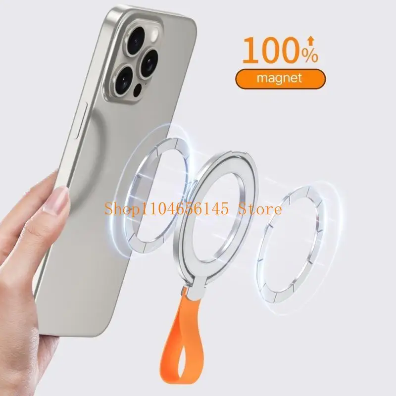 5asd Universal Adjustable Finger Rings Magnetic Buckle Holder Mobile Phone Rack Bracket Foldable Design Silicone Hanging Rope