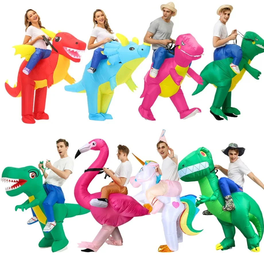 

Adult Kids Riding Animal Inflatable Costume Cute Cartoon Tyrannosaurus Rex Flamingo Unicorn Props Chase Game Birthday Party Gift