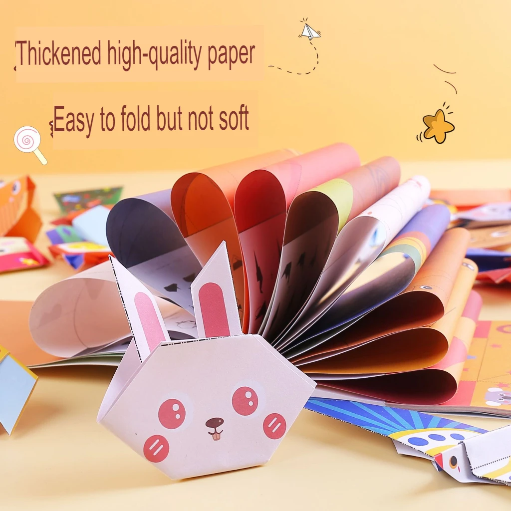 Puzzle Paper Origami Book DIY for Kids - Fun 3D Handmade Craft with Colorful Paper for Creative Development in Ages 3-6