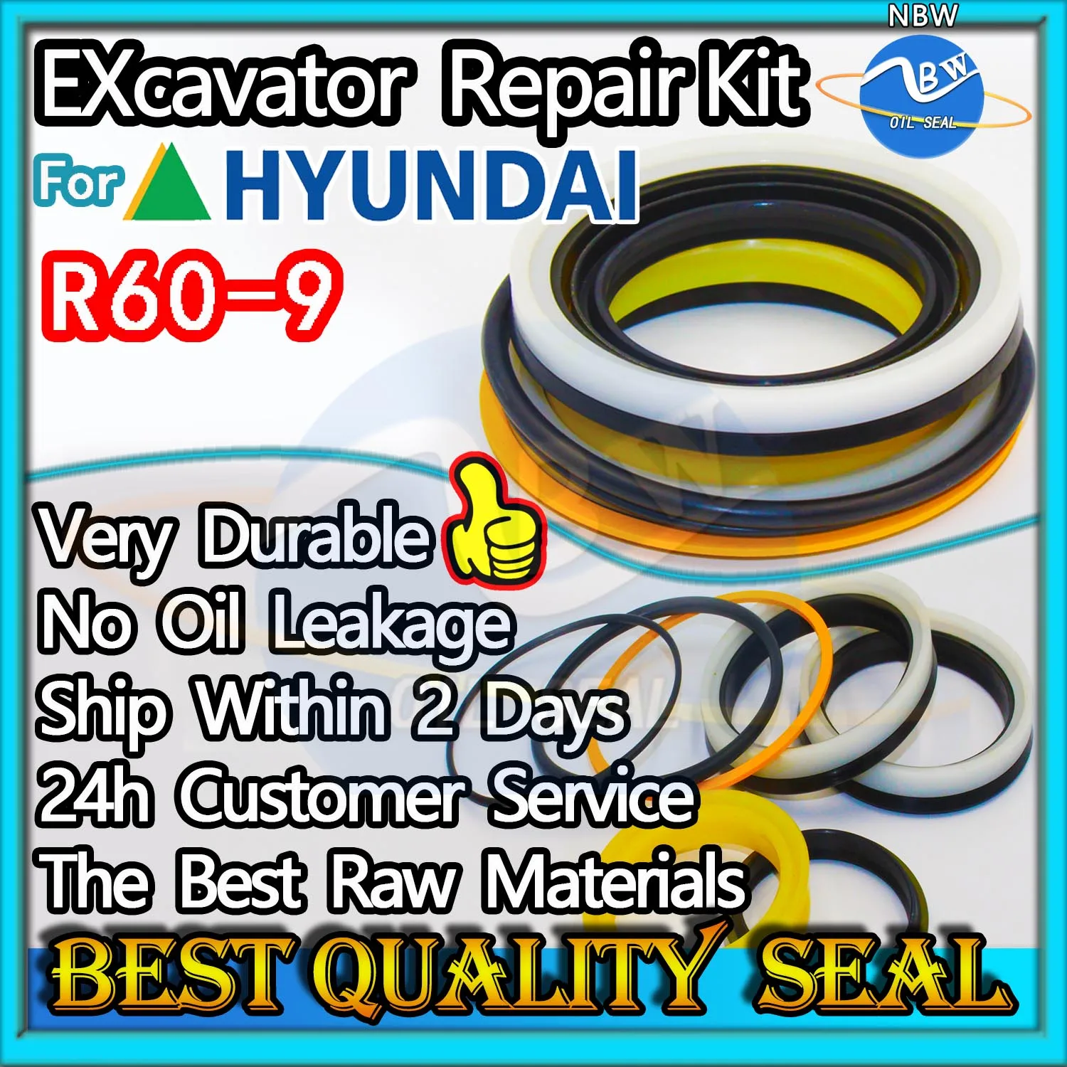 For Hyundai R60-9 Repair Kit Excavator Oil Seal Blade TRAVEL Joystick Engine O-ring Cylinder BOOM ARM Bucket Hydraulic Pump Gear