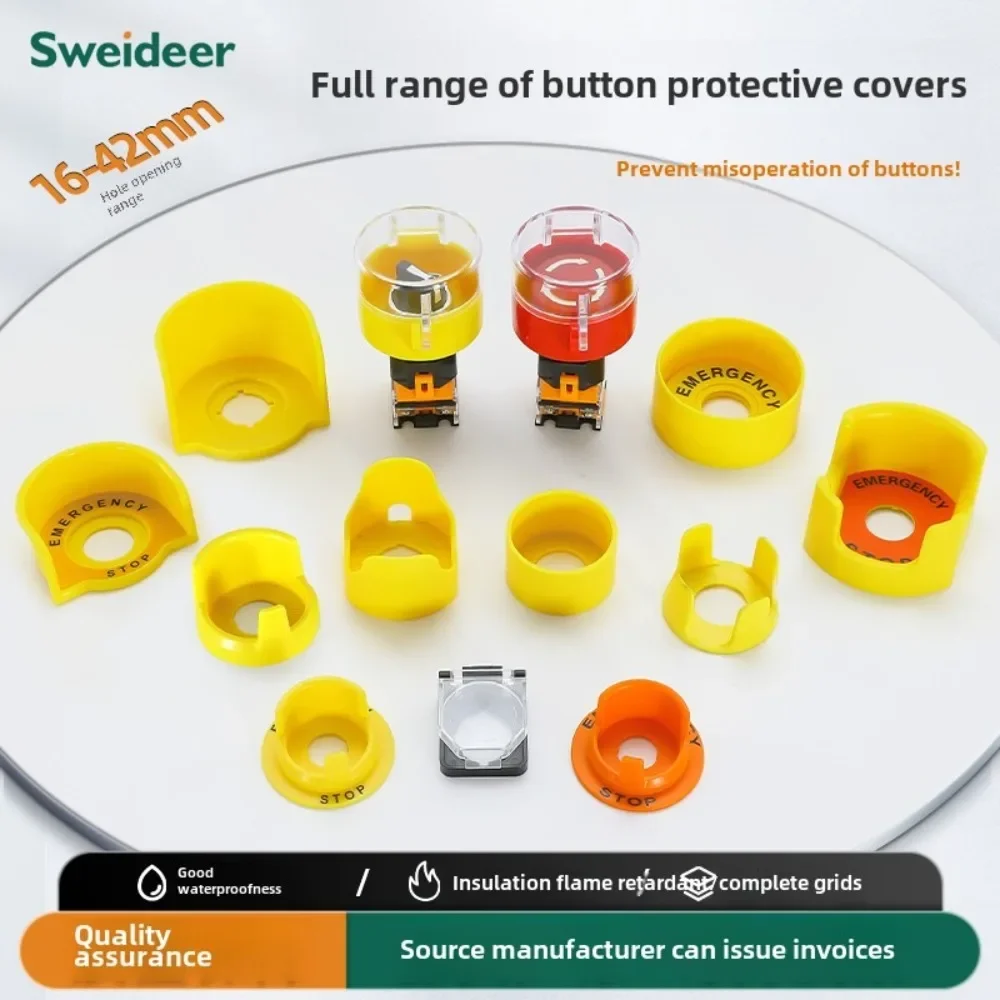 16/22/25/30/42mm Scream Button Switch Button Flat  Protective Cover Against Misoperation Cover Identification Plate Waring Ring