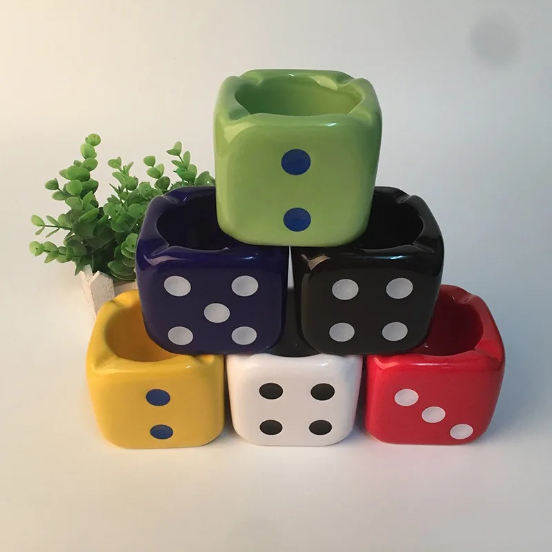 Procelain Dice Ashtray Modern Home Living Room Decoration Office Desk Accessories Decoration Mini Dice Ashtray Ash Storage Box