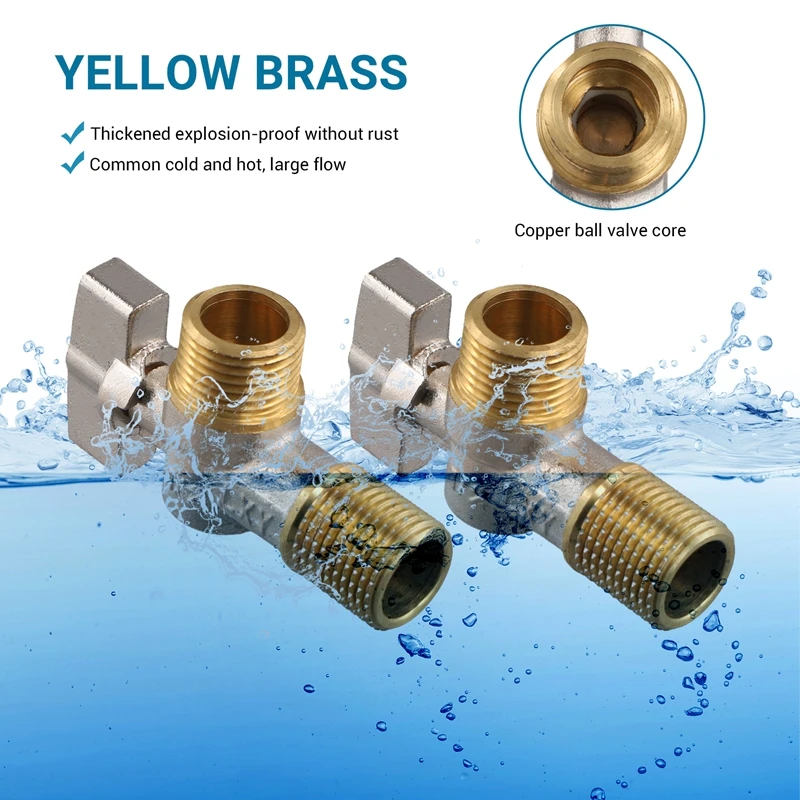 ABGR-Brass Ball Core Angle Valve Large Flow Triangle Valve Water Heater Special Control Valve 4-Point Angle Valve